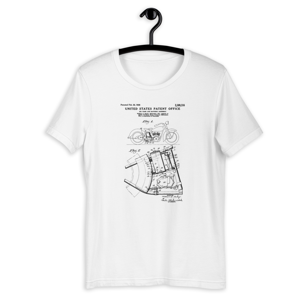 "1938 Harley Oil Tank and Battery Assembly" - T-Shirt